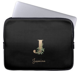 Elegante Botanische Monogram Letter J Laptop Sleev Sleeve