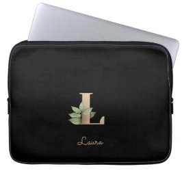 Elegante Botanische Monogram Letter L Laptop Sleev Sleeve