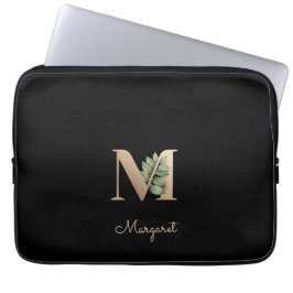 Elegante Botanische Monogram Letter M Laptop Sleev Laptop Sleeve