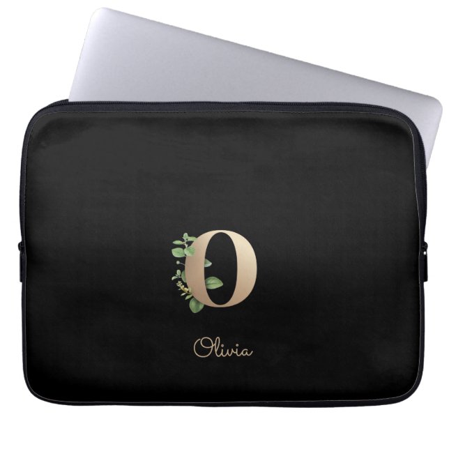 Elegante Botanische Monogram Letter O Laptop Sleev Sleeve (Voorkant)