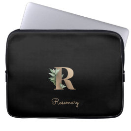 Elegante Botanische Monogram Letter R Laptop Sleev Sleeve