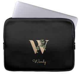 Elegante Botanische Monogram Letter W Laptop Sleev Sleeve