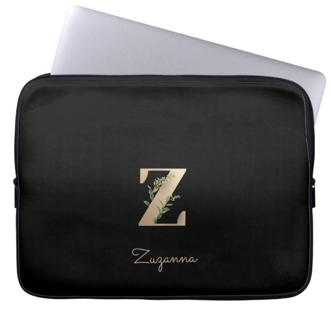 Elegante Botanische Monogram Letter Z Laptop Sleev Sleeve (Voorkant)