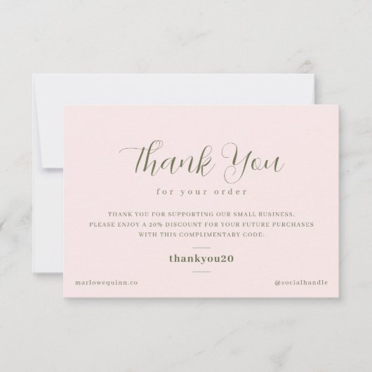 Elegante botanische monogram orde dank u kaart (Voorkant)