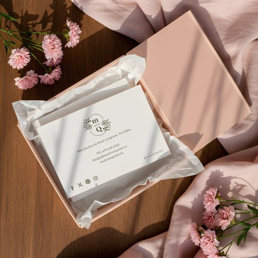 Elegante botanische monogram orde dank u kaart