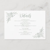 Elegante Botanische Monogram Sage Bruiloft Details Informatiekaartje (Voorkant)