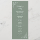 Elegante Botanische Monogram Sage Groene Bruiloft Programmakaart (Achterkant)