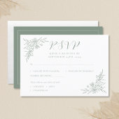 Elegante Botanische Monogram Sage Groene Bruiloft RSVP Kaartje