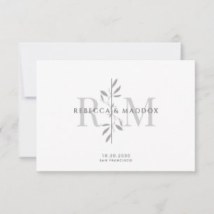 Elegante Botanische Monogram Trouw Bedankkaart