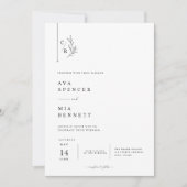 Elegante Botanische Monogram Trouw  Kaart (Voorkant)