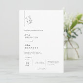 Elegante Botanische Monogram Trouw  Kaart (Staand voorkant)