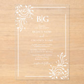 Elegante botanische monogrammen Clear Wedding Acryl Uitnodigingen (Voorkant)