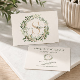 Elegante botanische monogramzakelijke kaart met na visitekaartje