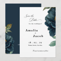 Elegante botanische Navy Blue Trouwdag