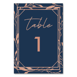 Elegante Botanische Navy & Roze Gouden Bruiloft Kaart