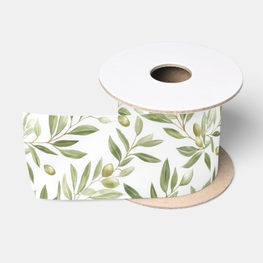 Elegante botanische olijf satijnen lint (Spoel)