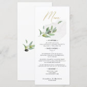 Elegante botanische olijftak calligrafie script menu (Voorkant / Achterkant)