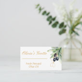 Elegante Botanische Olijftak Visitekaartje (Staand voorkant)
