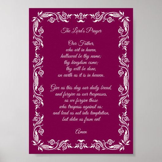 Elegante Botanische Ons Vaders Gebed Poster (Voorkant)