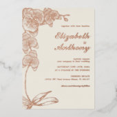 Elegante botanische orchidee echte Folie bruiloft Uitnodiging (Voorkant)