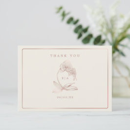 Elegante botanische orchidee monogram bruiloft bedankkaart