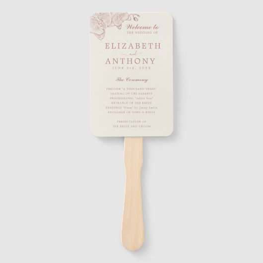 Elegante Botanische Orchidee Wedding Ceremony Prog Handwaaier (Voorkant)