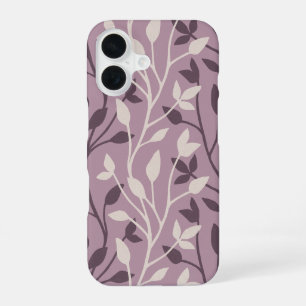 Elegante Botanische Paarse Blad Minimal iPhone 16 Hoesje