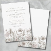 Elegante Botanische Pampas Bloemen Boho Huwelijk Kaart
