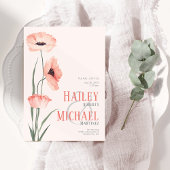 Elegante botanische papavers QR code uitnodiging