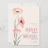 Elegante botanische papavers QR code uitnodiging (Voorkant)