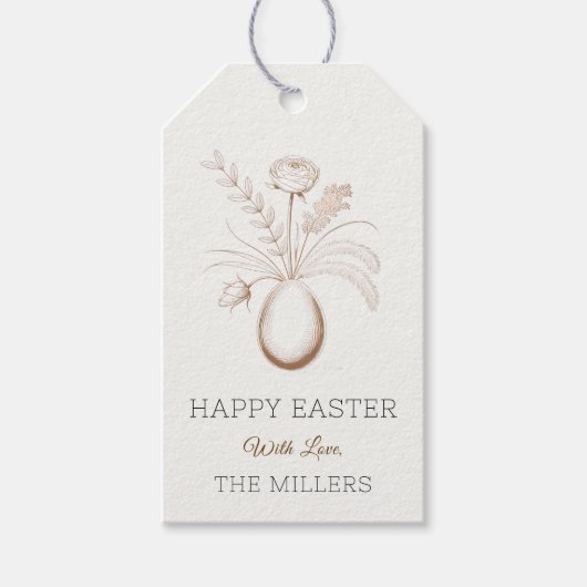 Elegante botanische Pasen gepersonaliseerde cadeau Cadeaulabel (Voorkant)