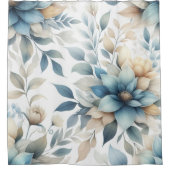 Elegante botanische pastel blauw geel douchegordijn (Voorkant)