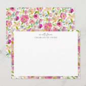 Elegante Botanische Pastel Blush Roze Bloemen Lijs Notitiekaartje (Voorkant / Achterkant)