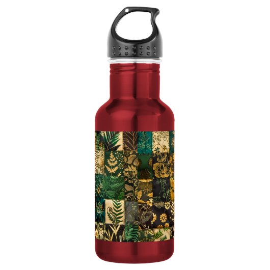 ✨Elegante botanische patchwork bloempatroonontwerp Waterfles (Voorkant)