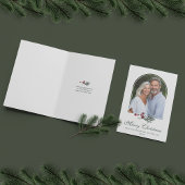 Elegante Botanische Pine Berry Kerstfoto Feestdagen Kaart