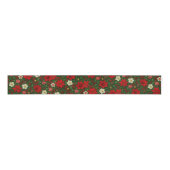 Elegante botanische poinsettia bloemsierkunst patr grosgrain lint (Voorkant)