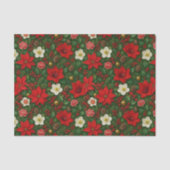 Elegante botanische poinsettia bloemsierkunst patr tissuepapier (Voorkant)