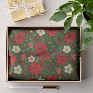Elegante botanische poinsettia bloemsierkunst patr tissuepapier