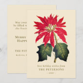 Elegante  Botanische Poinsettia Flower Feestdagenkaart (Voorkant / Achterkant)