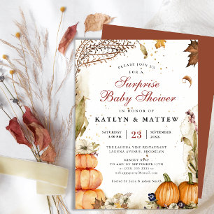 Elegante Botanische Pompoen Herfst Herfst Baby sho Kaart