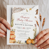 Elegante Botanische Pompoen Herfst Herfst Baby sho Kaart