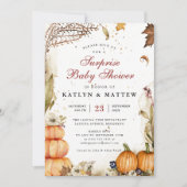 Elegante Botanische Pompoen Herfst Herfst Baby sho Kaart (Voorkant)