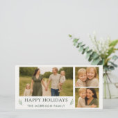 Elegante Botanische Prettige Feestdagen Familie 3  Feestdagenkaart (Staand voorkant)