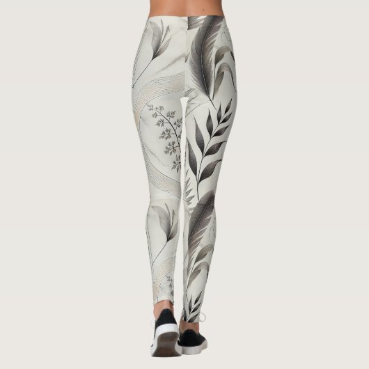 Elegante botanische print high-waisted Leggings (Achterkant)