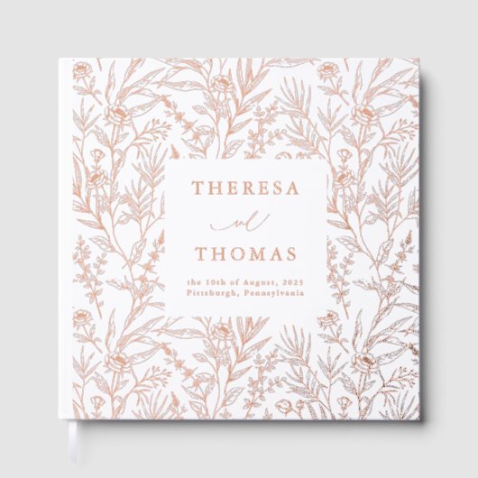 Elegante Botanische Print Roos bruiloft Gastenboek (Voorkant)