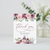 Elegante Botanische Pruim Bloemen Dank u Briefkaart (Staand voorkant)