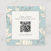 Elegante Botanische QR-code Vierkante Visitekaartje (Achterkant)