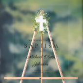 Elegante Botanische Religieuze Kruisdoop Welkom Acryl Bord (Neutraal)