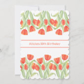 Elegante Botanische Rode Tulp 50ste Verjaardag Kaart (Achterkant)