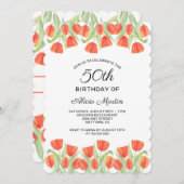 Elegante Botanische Rode Tulp 50ste Verjaardag Kaart (Voorkant / Achterkant)